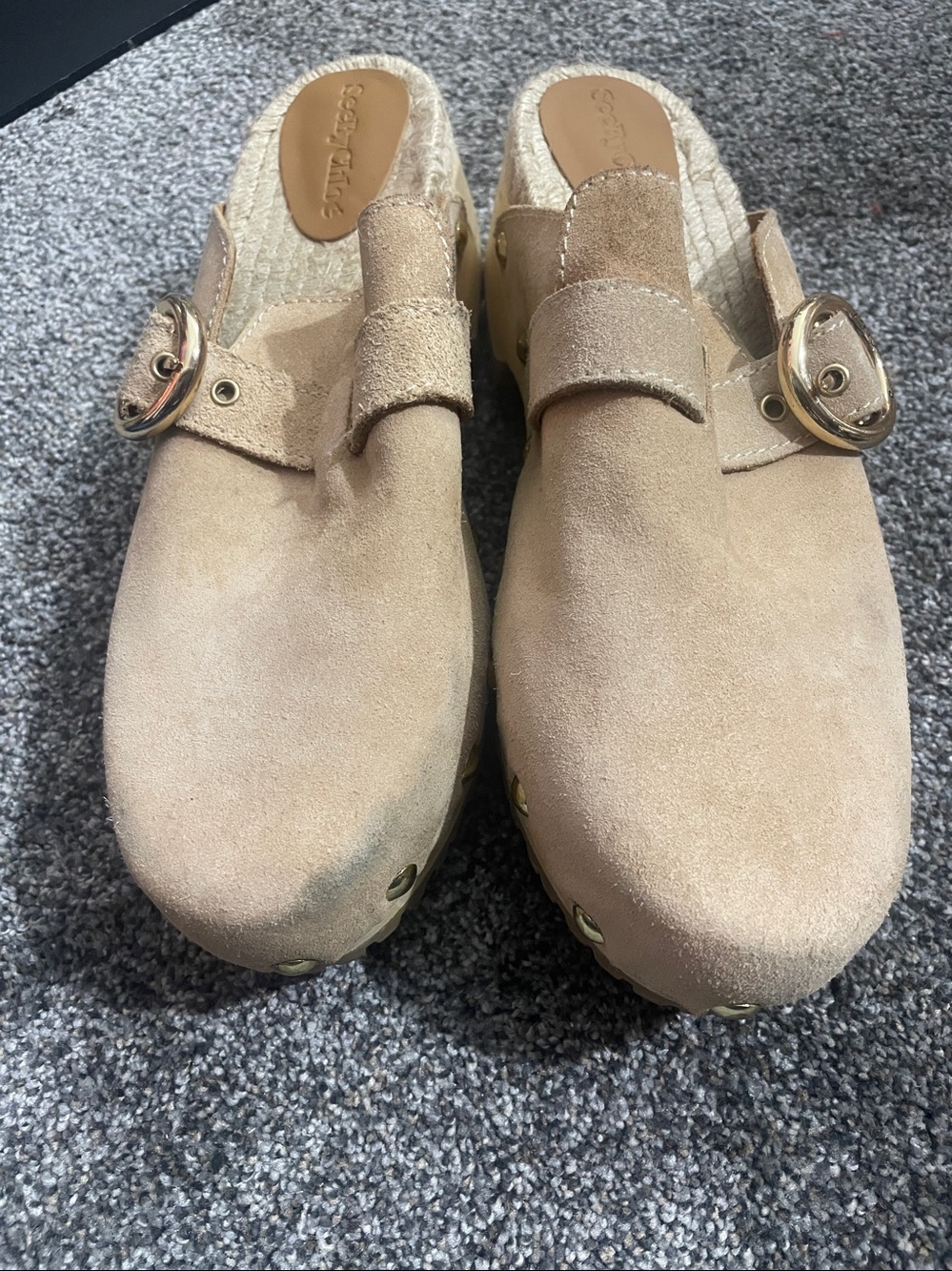 SEE BY CHLOÉ Suede Buckle Clog new needs little cleaning see photos - Picture 10 of 11